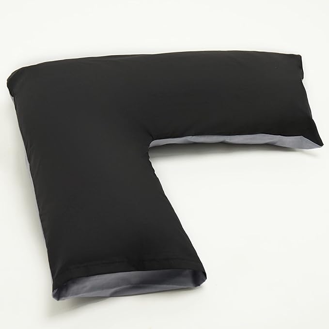 Orthopaedic V-Shaped Pillow With 2 Tone Reversible Pillowcase Extra Cushioning Support For Head, Neck & Back