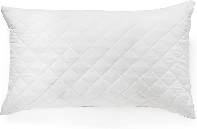 Quilted Pillows 2 Pack Hotel Quality Pillows Premium Filled Pillows for Side Stomach and Back Sleeper Bed Pillow Soft Hollow Fiber Hotel Pillows (Quilted Pillow Pack of 2)