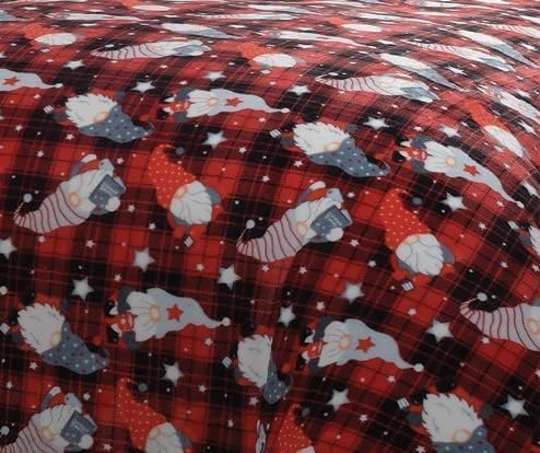 Gonk Tartan Check Teddy Fleece Blanket For Kids and Adults Soft & Warm Christmas Holiday Festive Season Throw Blanket (127cm X 152cm)