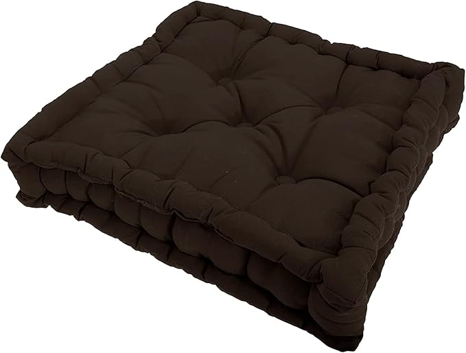 Booster Seat Cushion Pad 100% Cotton Filling Thick Cushion Seat Pads Adults Chair Armchair Garden Black 45cm x 45cm + 10cm Thickness Approximate