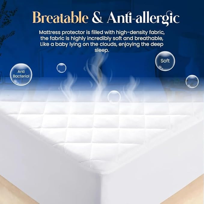 Mattress Protectors Waterproof Quilted Super Soft Cosy Anti Allergy Non Noisy Fitted Mattress Protector