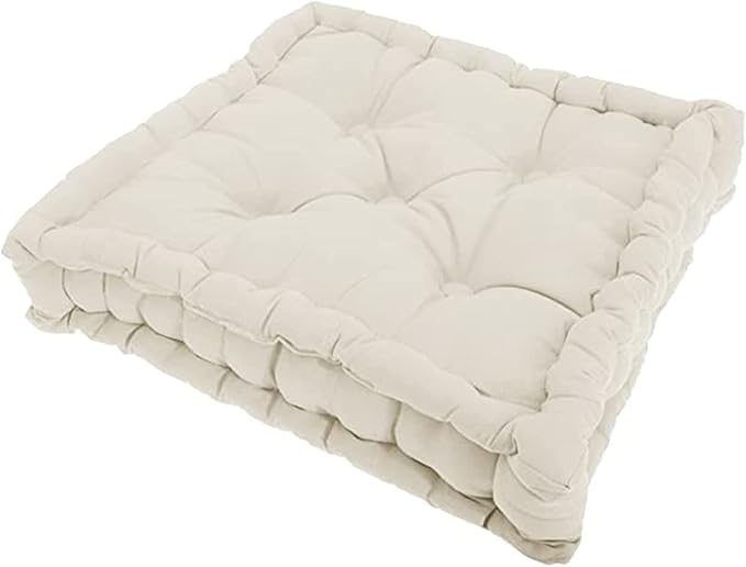 Booster Seat Cushion Pad 100% Cotton Filling Thick Cushion Seat Pads Adults Chair Armchair Garden Black 45cm x 45cm + 10cm Thickness Approximate