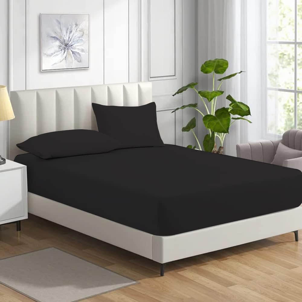 Fitted Bed Sheet Non Iron Polycotton Soft Easy Care Percale 25cm Deep Pocket Fitted Sheet