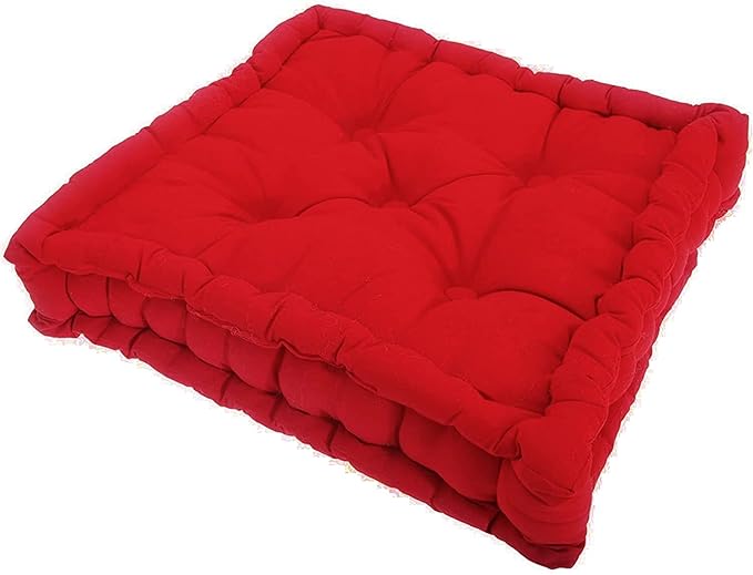 Booster Seat Cushion Pad 100% Cotton Filling Thick Cushion Seat Pads Adults Chair Armchair Garden Black 45cm x 45cm + 10cm Thickness Approximate