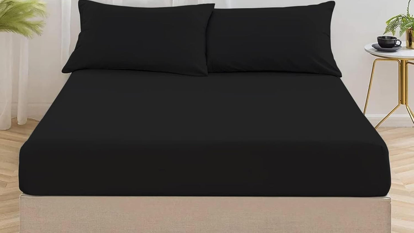 Fitted Bed Sheet Percale Cotton Rich 180 Thread Count Non Iron 25cm Fitted Sheets