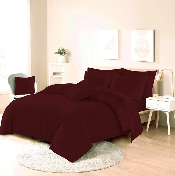 Easy Care Poly-Cotton Plain Dyed Duvet Cover Set - Soft, Durable Bedding, Machine Washable, Includes Duvet Cover and Pillowcases