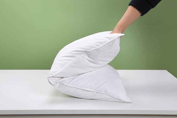 Duck Feather & Down Pillows 100% Cotton Down Proof Cover Filling 85% Feather 15% Down Pillow Pair Pack Of 2