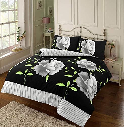 Luxury Floral Rosaleen Printed Flowers Easy Care Duvet Cover Set