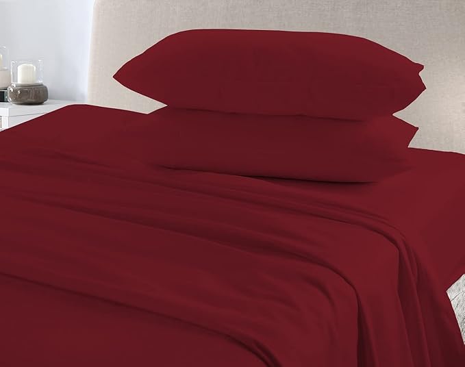 Flannelette 100% Brushed Cotton Sheet Set Fitted Sheet Flat Sheet & Pillow Cases