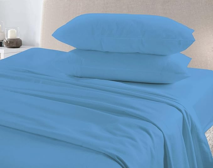 Flannelette 100% Brushed Cotton Sheet Set Fitted Sheet Flat Sheet & Pillow Cases