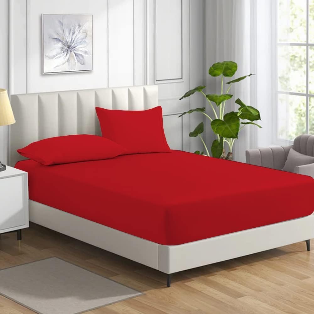 Fitted Bed Sheet Non Iron Polycotton Soft Easy Care Percale 25cm Deep Pocket Fitted Sheet
