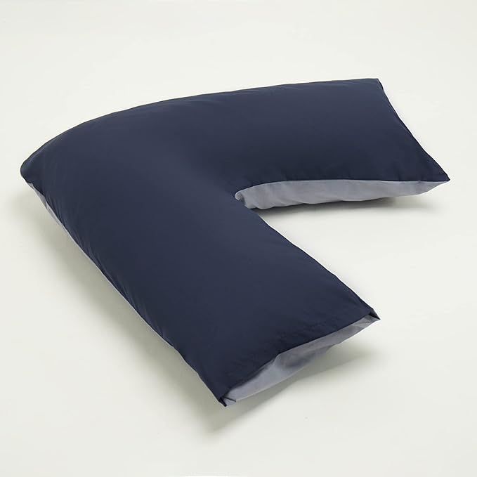 Orthopaedic V-Shaped Pillow With 2 Tone Reversible Pillowcase Extra Cushioning Support For Head, Neck & Back