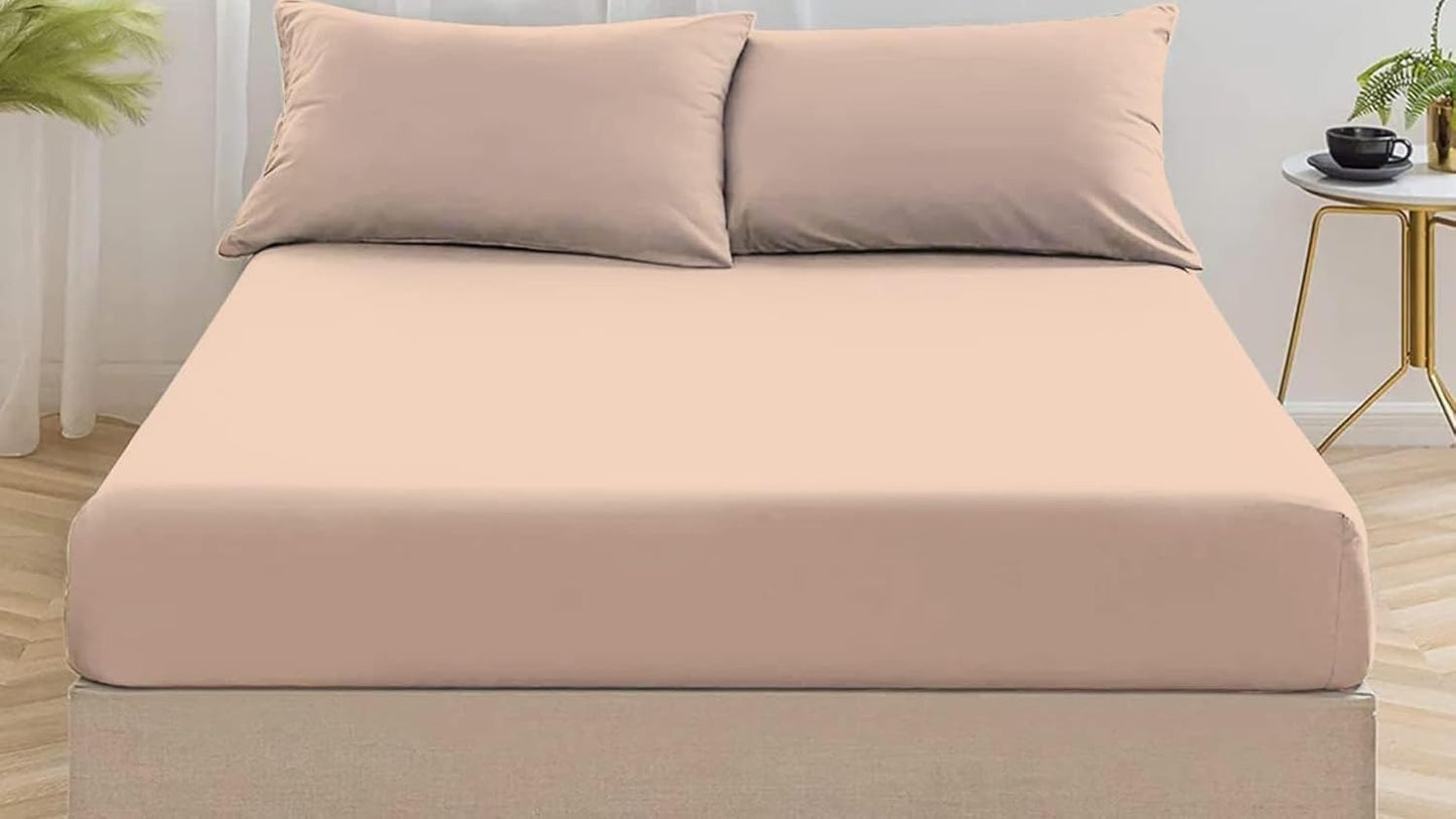 Fitted Bed Sheet Percale Cotton Rich 180 Thread Count Non Iron 25cm Fitted Sheets