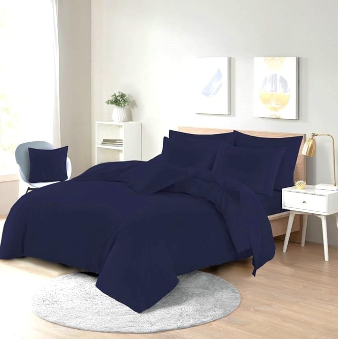 Easy Care Poly-Cotton Plain Dyed Duvet Cover Set - Soft, Durable Bedding, Machine Washable, Includes Duvet Cover and Pillowcases