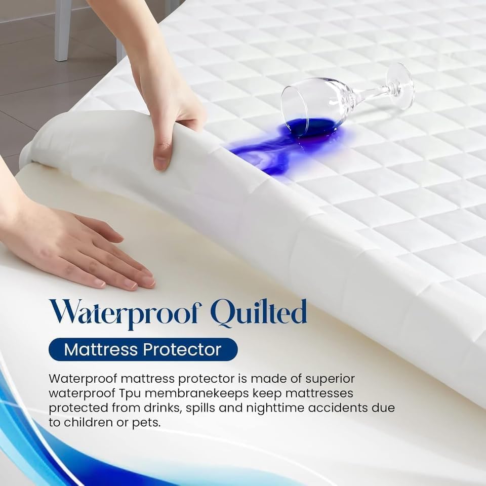 Mattress Protectors Waterproof Quilted Super Soft Cosy Anti Allergy Non Noisy Fitted Mattress Protector