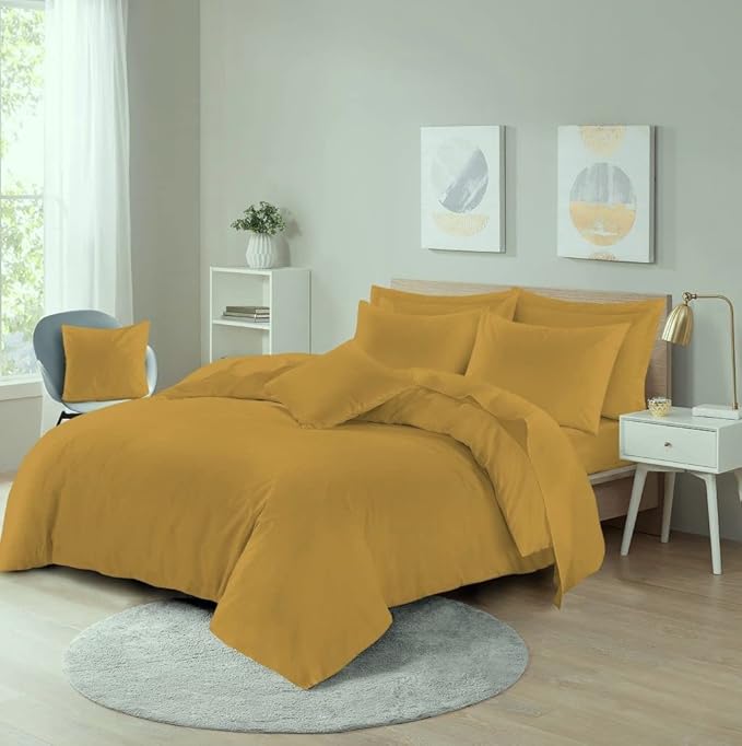 Easy Care Poly-Cotton Plain Dyed Duvet Cover Set - Soft, Durable Bedding, Machine Washable, Includes Duvet Cover and Pillowcases