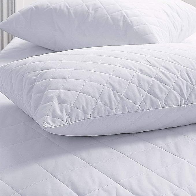 Quilted Pillows 2 Pack Hotel Quality Pillows Premium Filled Pillows for Side Stomach and Back Sleeper Bed Pillow Soft Hollow Fiber Hotel Pillows (Quilted Pillow Pack of 2)
