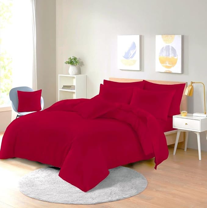 Easy Care Poly-Cotton Plain Dyed Duvet Cover Set - Soft, Durable Bedding, Machine Washable, Includes Duvet Cover and Pillowcases