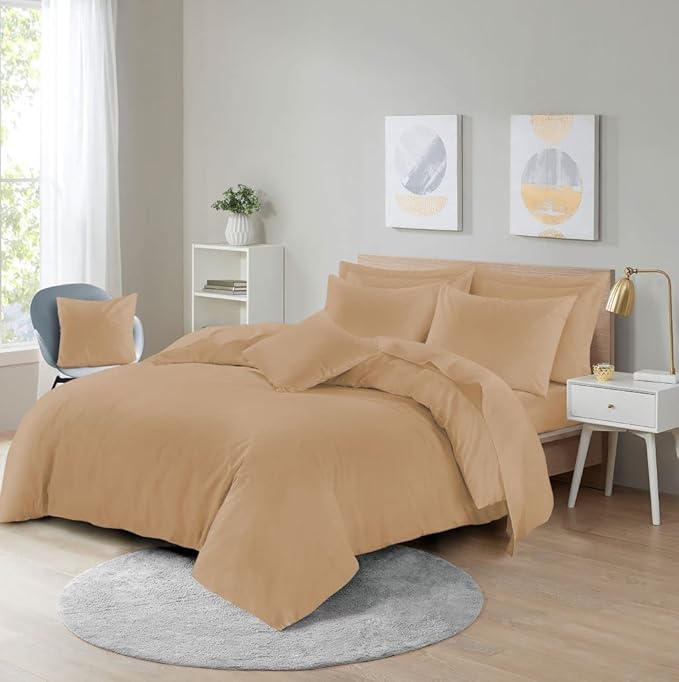 Easy Care Poly-Cotton Plain Dyed Duvet Cover Set - Soft, Durable Bedding, Machine Washable, Includes Duvet Cover and Pillowcases