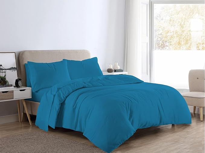 Flannelette Duvet Cover Set Double With Pillowcases Quilt Bedding Set Reversible 100% Cotton