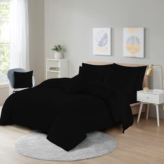 Easy Care Poly-Cotton Plain Dyed Duvet Cover Set - Soft, Durable Bedding, Machine Washable, Includes Duvet Cover and Pillowcases