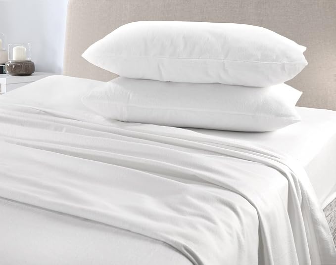 Flannelette 100% Brushed Cotton Sheet Set Fitted Sheet Flat Sheet & Pillow Cases
