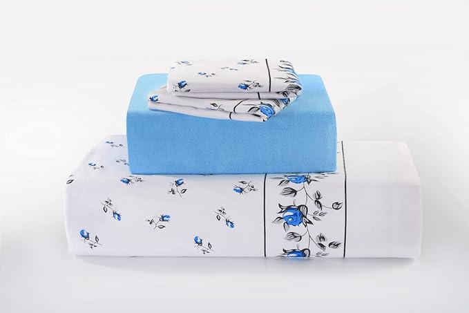 Rosebud Printed Flannelette Thermal Sheet Brushed Cotton Bed Sheet Set