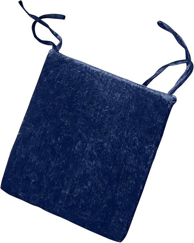 Luxury Crushed Velvet Filled Foam Seat Pad Chair Cushions With Ties Chair Seat Pads Removable Dining Garden Chair Cushion Pads