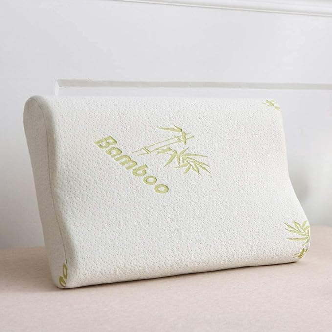 Contour Memory Foam Pillow With Free Bamboo Cover Cervical Massage Deep Sleep Neck Pillow Soft Support Removable Washable Cover Hypoallergenic Pillow