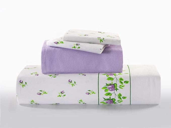 Rosebud Printed Flannelette Thermal Sheet Brushed Cotton Bed Sheet Set