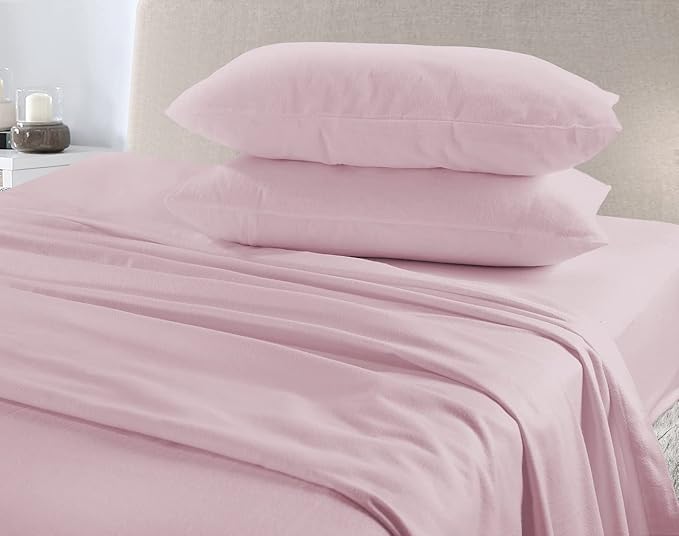 Flannelette 100% Brushed Cotton Sheet Set Fitted Sheet Flat Sheet & Pillow Cases
