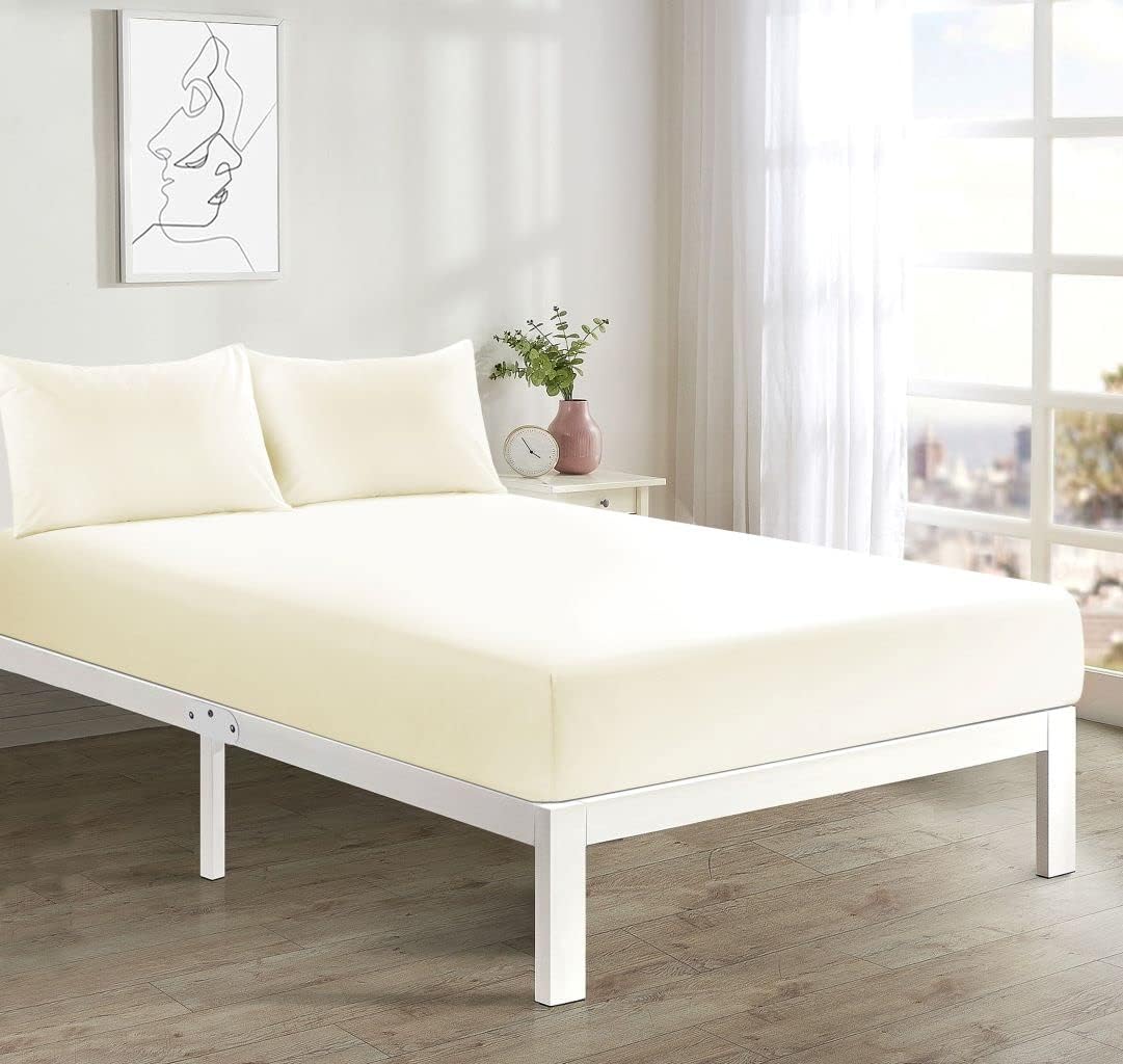Fitted Sheet Extra Deep 16"/40CM PolyCotton EasyCare Percale Deep Pocket Fitted Bed Sheets