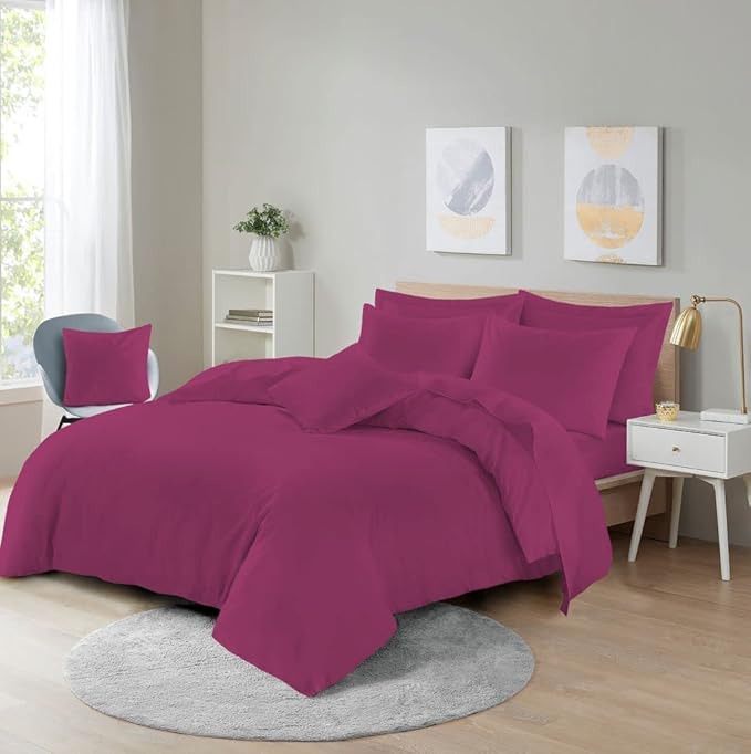 Easy Care Poly-Cotton Plain Dyed Duvet Cover Set - Soft, Durable Bedding, Machine Washable, Includes Duvet Cover and Pillowcases