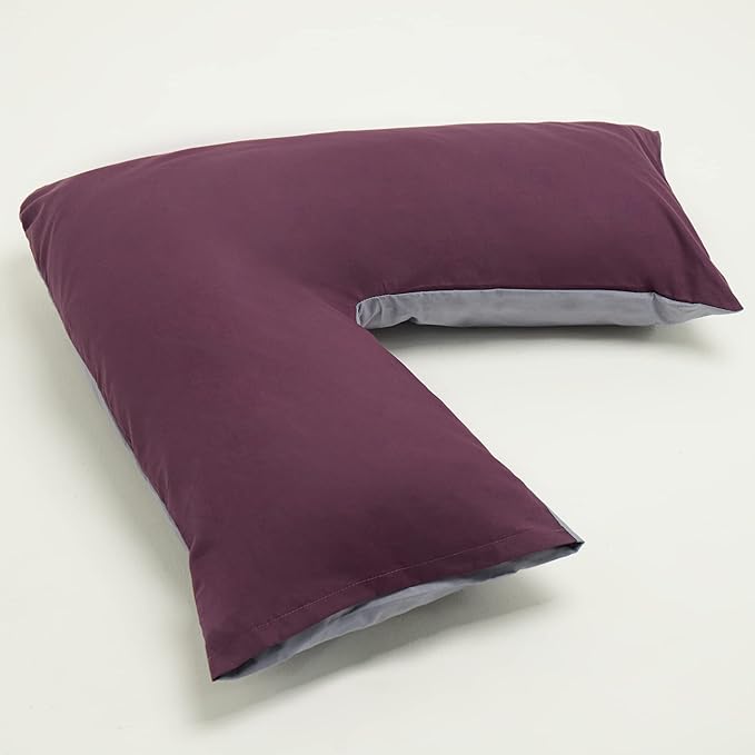 Orthopaedic V-Shaped Pillow With 2 Tone Reversible Pillowcase Extra Cushioning Support For Head, Neck & Back