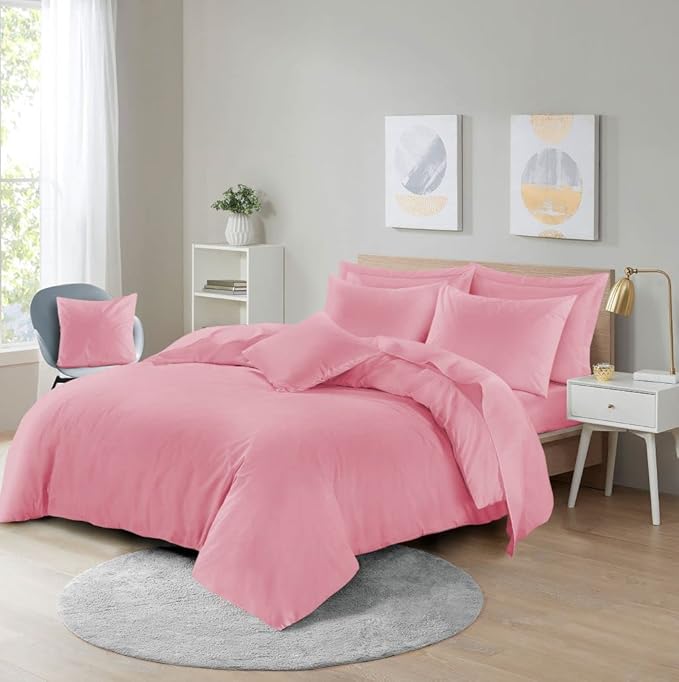 Easy Care Poly-Cotton Plain Dyed Duvet Cover Set - Soft, Durable Bedding, Machine Washable, Includes Duvet Cover and Pillowcases