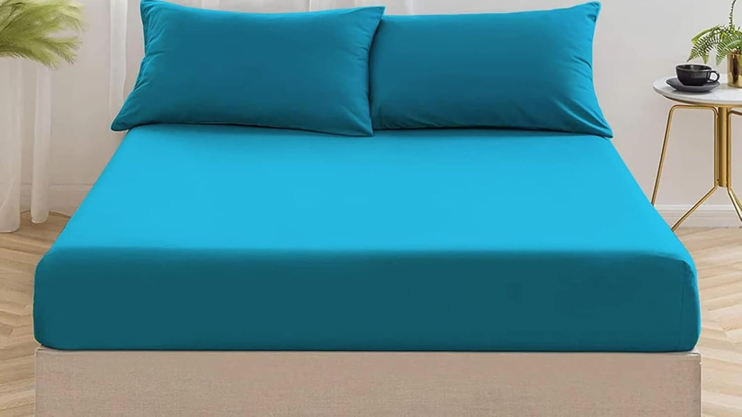 Fitted Bed Sheet Percale Cotton Rich 180 Thread Count Non Iron 25cm Fitted Sheets