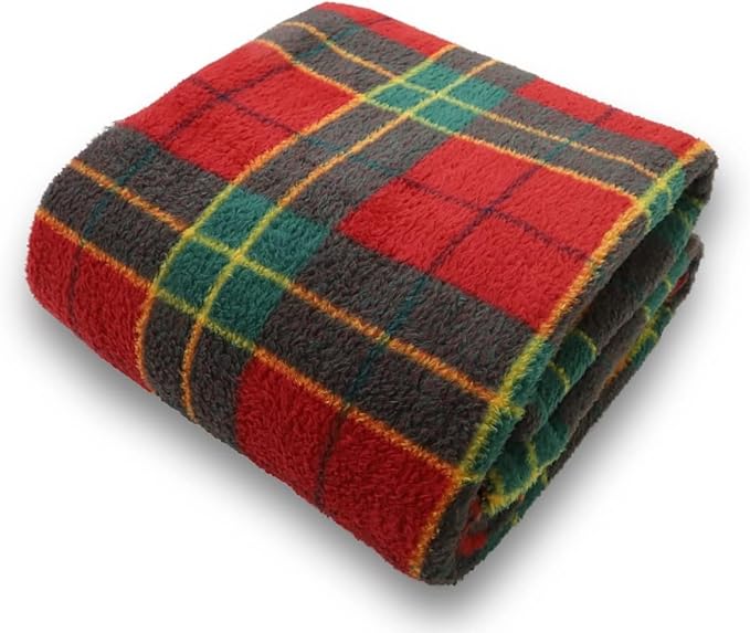 Tartan Check Pattern Luxurious Throws Super Soft Warm Cosy Teddy Sherpa Fleece Sofa and Bed Fleece Blankets