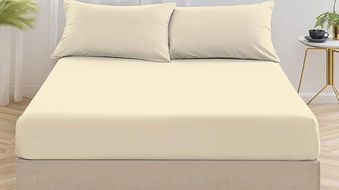 Fitted Bed Sheet Percale Cotton Rich 180 Thread Count Non Iron 25cm Fitted Sheets