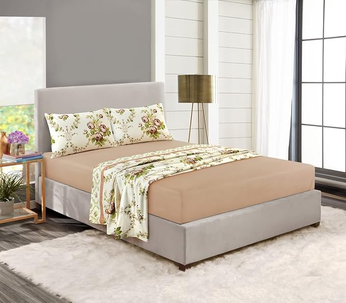Olivia Flannelette Sheet Set Include Fitted Sheet Flat Sheet And Pillowcase Floral Thermal 100% Brushed Cotton