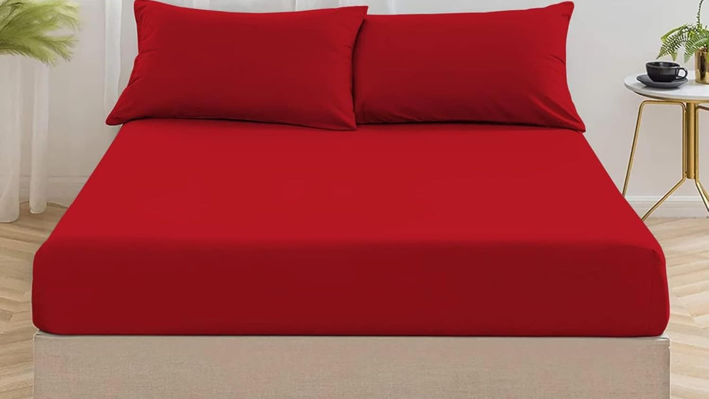 Fitted Bed Sheet Percale Cotton Rich 180 Thread Count Non Iron 25cm Fitted Sheets