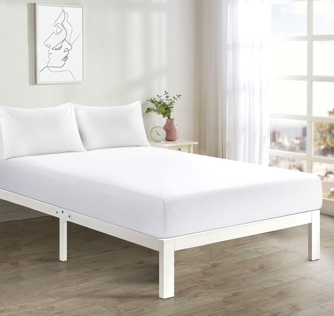 Fitted Sheet Extra Deep 16"/40CM PolyCotton EasyCare Percale Deep Pocket Fitted Bed Sheets