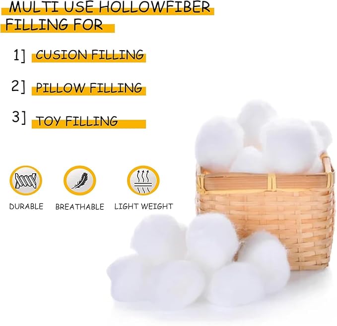 Premium Soft Microfiber Stuffing for Toys, Pillows, and Cushion Covers – High-Grade Plush Polyester Fiberfil, Ideal for DIY Crafts, Stuffed Animals, and Upholstery Projects