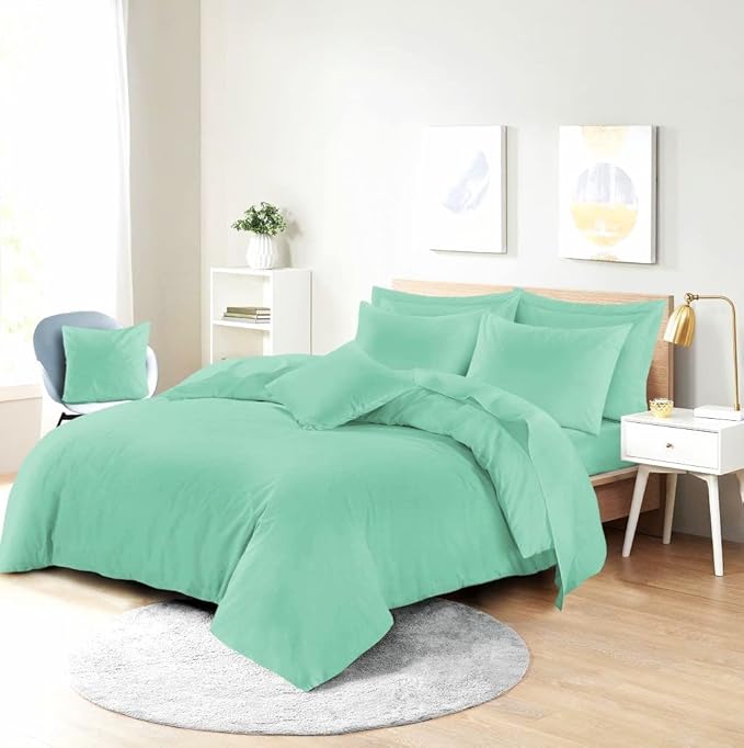 Easy Care Poly-Cotton Plain Dyed Duvet Cover Set - Soft, Durable Bedding, Machine Washable, Includes Duvet Cover and Pillowcases