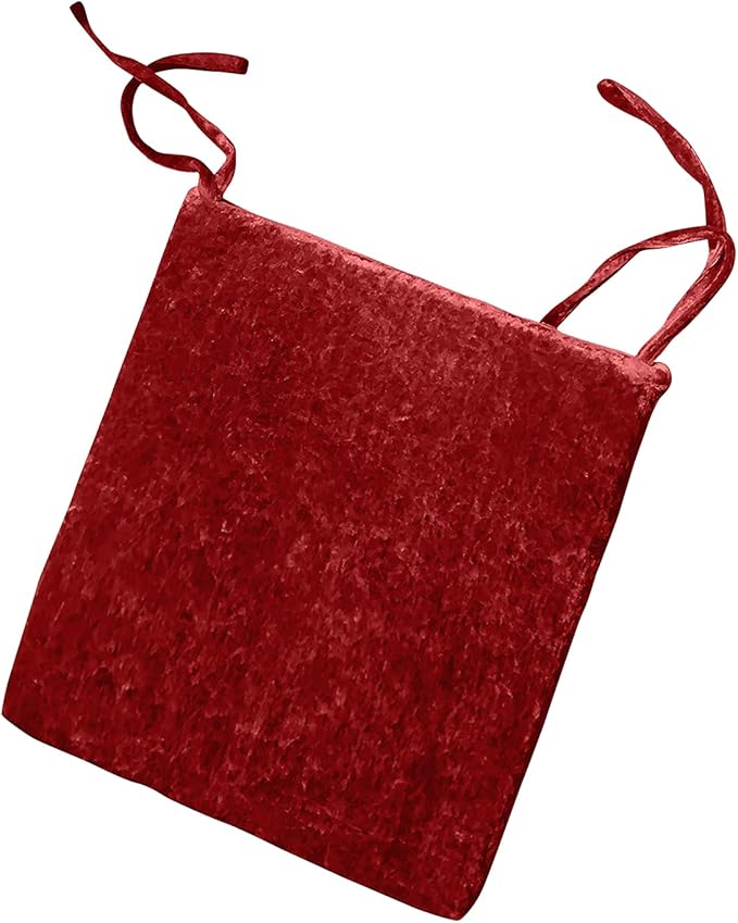 Luxury Crushed Velvet Filled Foam Seat Pad Chair Cushions With Ties Chair Seat Pads Removable Dining Garden Chair Cushion Pads