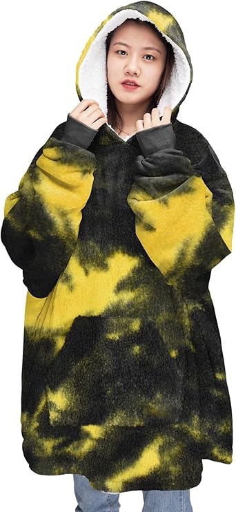Oversized Wearable Blanket Hoodie Teddy Fleece Fluffy Sherpa Printed Hooded Sweatshirt Blanket Pullover Giant Hooded
