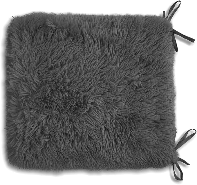 Teddy Fleece Chair Pads – Luxury Reversible Sherpa Seat Cushions with Ties, Super Soft and Fluffy Fur Chair Pads for Dining & Garden Chairs, Removable Covers
