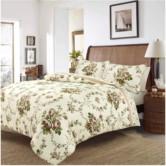 Floral Duvet Cover Set Olivia Flannelette 100% Brushed Cotton Thermal Duvet Quilt Cover Bedding Set