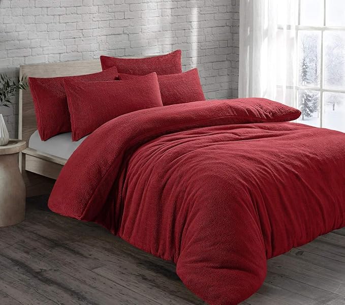 Teddy Bear Fleece Thermal Warm Cosy Soft Fur Duvet Cover Set With Pillow Cases