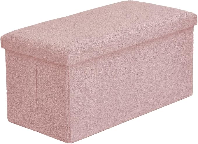 Teddy Bear Storage Box Folding Ottoman Collapsible Toys Square Chest Box