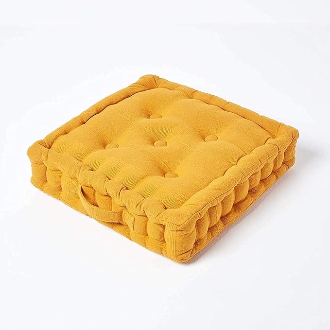 Booster Seat Cushion Pad 100% Cotton Filling Thick Cushion Seat Pads Adults Chair Armchair Garden Black 45cm x 45cm + 10cm Thickness Approximate